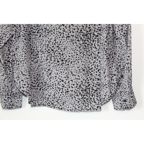 Rag & Bone Christie Silk Top Animal Cheetah Print Button Blouse Gray XS H14190 - Picture 11 of 16
